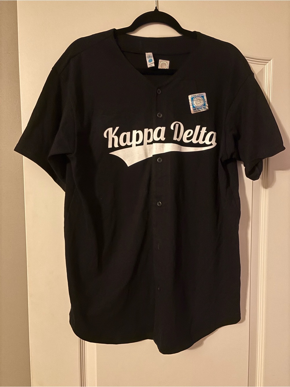 NEW Kappa Delta Black Baseball-Style Button-Up Shirt Size Large - Picture 1 of 2